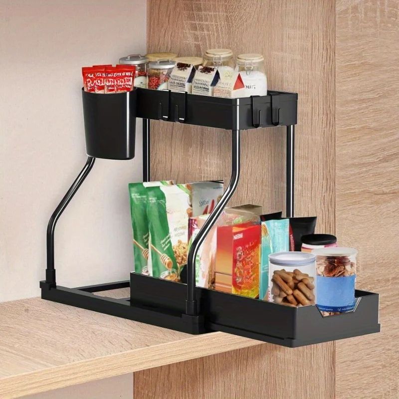 MultiLayer PullOut Storage Rack ABS Kitchen Bathroom Organizer For Seasonings Household Essentia 1