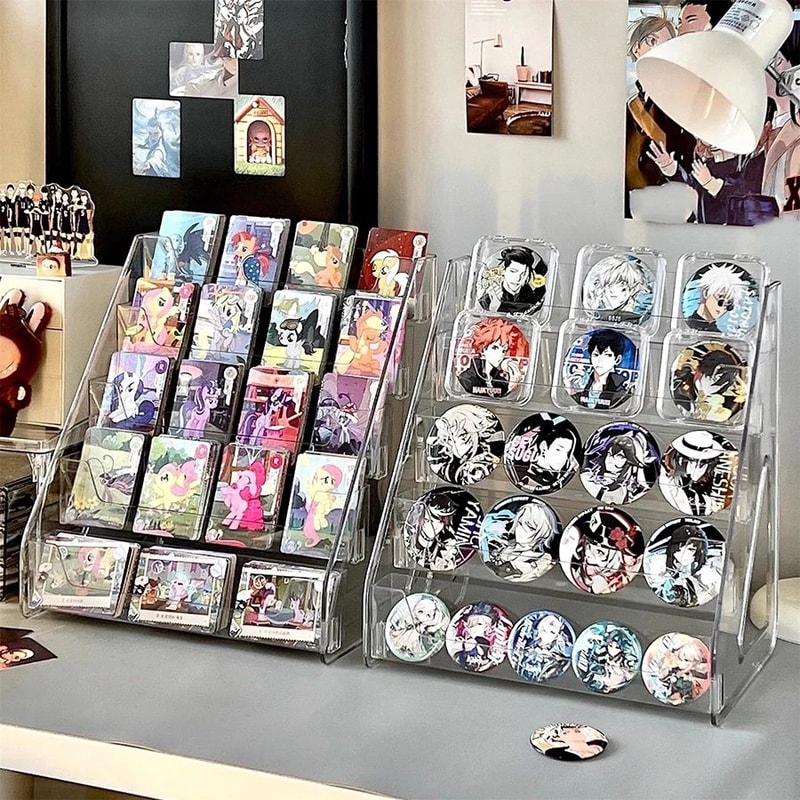 Transparent Greeting Card Display Rack MultiLayer Plastic Desktop Storage Organizer For Cards Gif 1