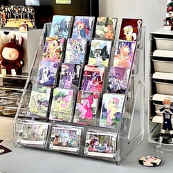 transparent greeting card display rack – multi-layer plastic desktop storage organizer for cards & gifts