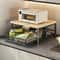 Modern Kitchen Microwave Storage Rack Solid Wood Metal Countertop SpaceSaving Organizer 1