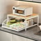 Modern Kitchen Microwave Storage Rack Solid Wood Metal Countertop SpaceSaving Organizer 2
