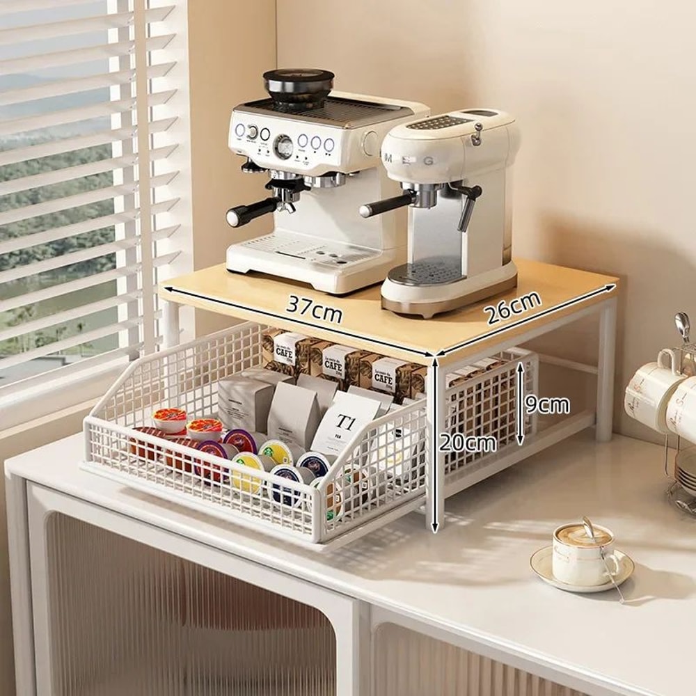 Modern Kitchen Microwave Storage Rack Solid Wood Metal Countertop SpaceSaving Organizer 7