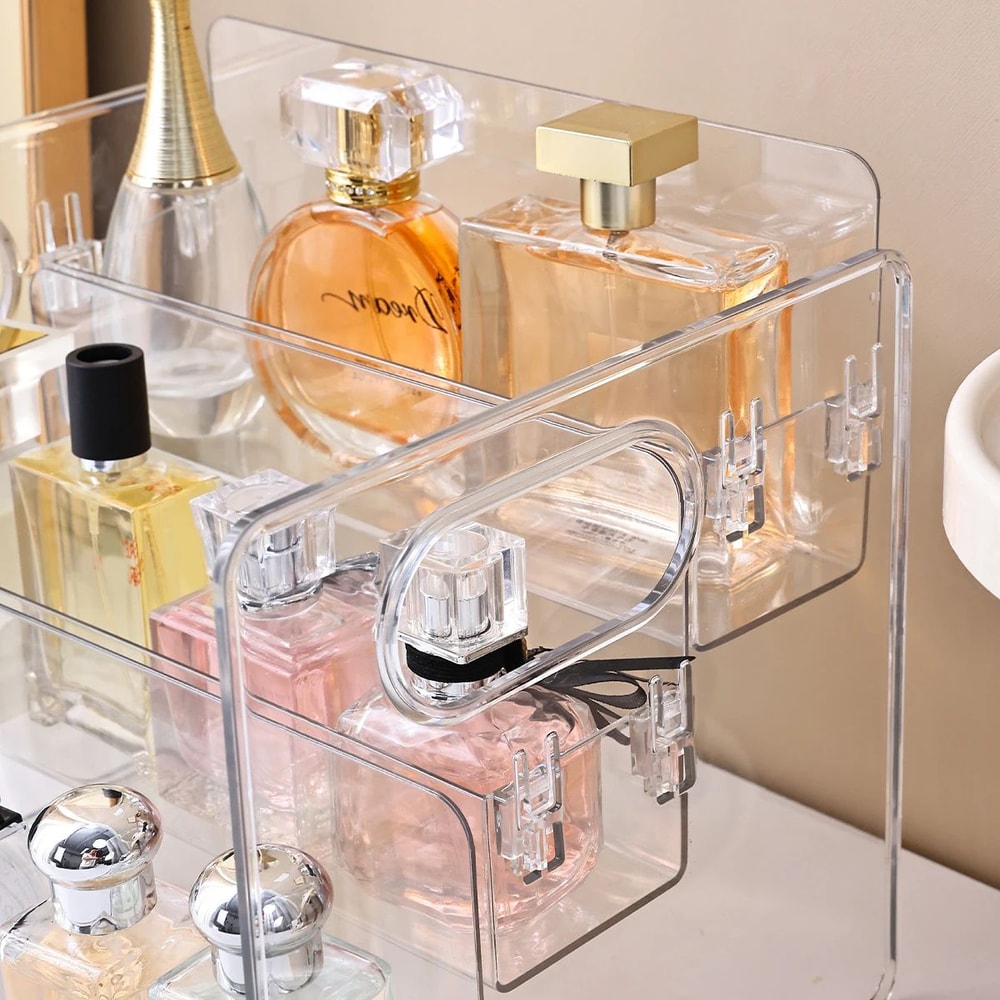 3Tier Acrylic Perfume Display Shelf Transparent Desktop Cosmetics Organizer Storage Rack 2