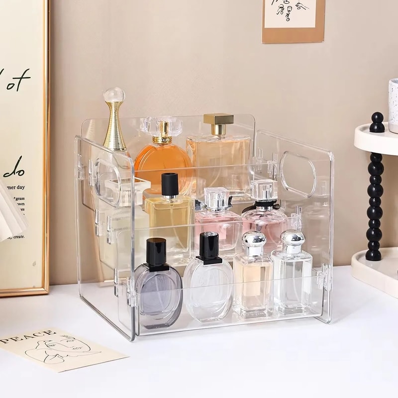 3Tier Acrylic Perfume Display Shelf Transparent Desktop Cosmetics Organizer Storage Rack 1