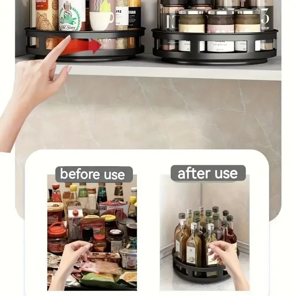360 Rotating MultiPurpose Storage Box SpaceSaving NonSlip Organizer For Kitchen Cosmetics 4