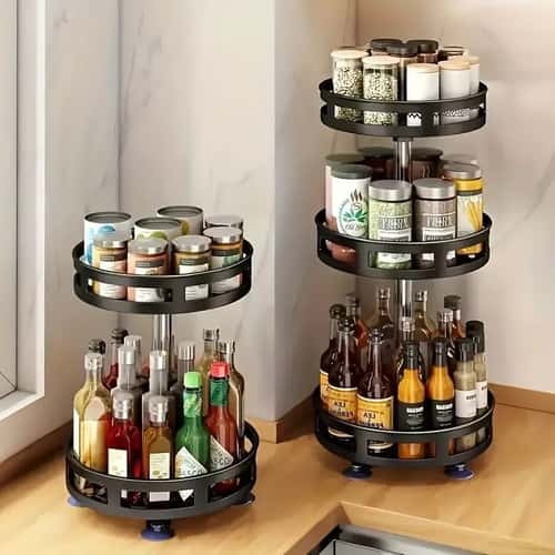 360° Rotating Multi-Purpose Storage Box – Space-Saving Non-Slip Organizer for Kitchen & Cosmetics
