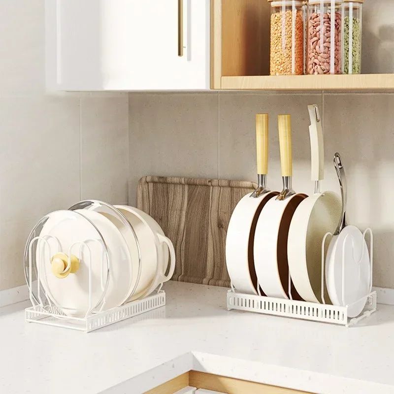 Adjustable Carbon Steel Pot Dish Storage Rack MultiLayer Retractable Cookware Organizer 0