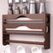 Bamboo Cling Film Foil Cutter Box Wall Mounted Kitchen Paper Towel Organizer With 2 Compartments 0