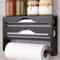 Bamboo Cling Film Foil Cutter Box Wall Mounted Kitchen Paper Towel Organizer With 2 Compartments 1