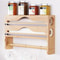 Bamboo Cling Film Foil Cutter Box Wall Mounted Kitchen Paper Towel Organizer With 2 Compartments 3