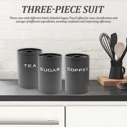 3 pcs airtight coffee tea sugar canisters – vintage galvanized iron kitchen storage jars with lids