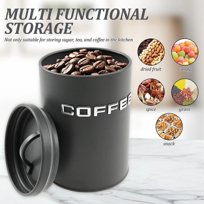 3 Pcs Airtight Coffee Tea Sugar Canisters Vintage Galvanized Iron Kitchen Storage Jars With Lids 2