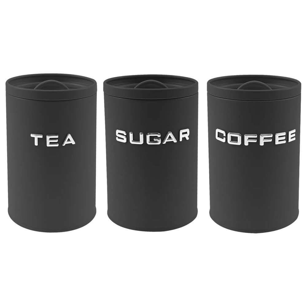 3 Pcs Airtight Coffee Tea Sugar Canisters Vintage Galvanized Iron Kitchen Storage Jars With Lids 6
