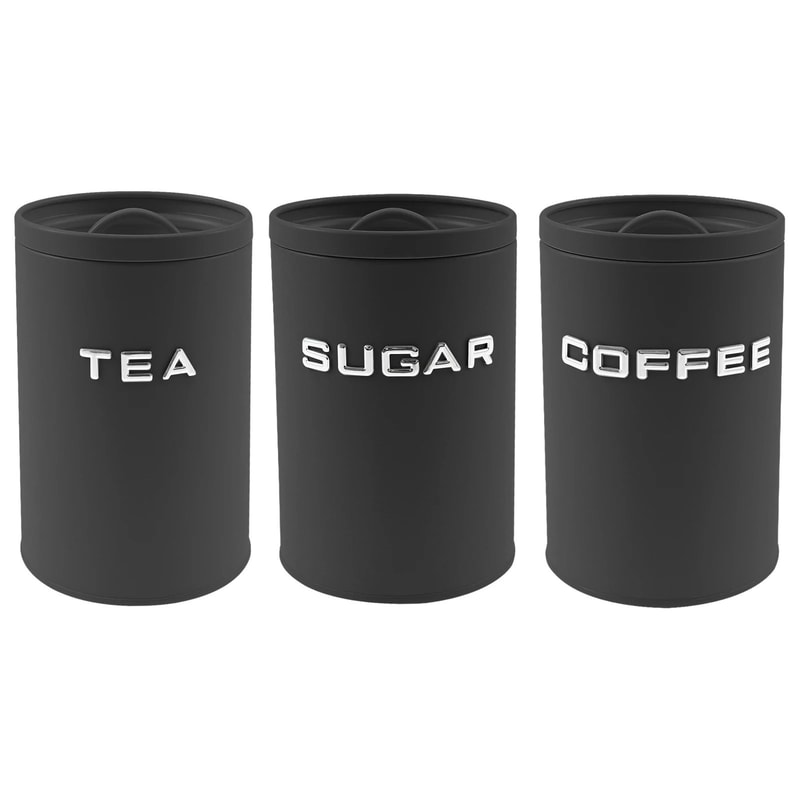 3 Pcs Airtight Coffee Tea Sugar Canisters Vintage Galvanized Iron Kitchen Storage Jars With Lids 6