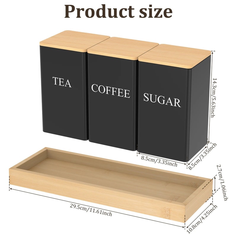 3 Pcs Airtight Coffee Tea Sugar Canisters Vintage Galvanized Iron Kitchen Storage Jars With Lids 7
