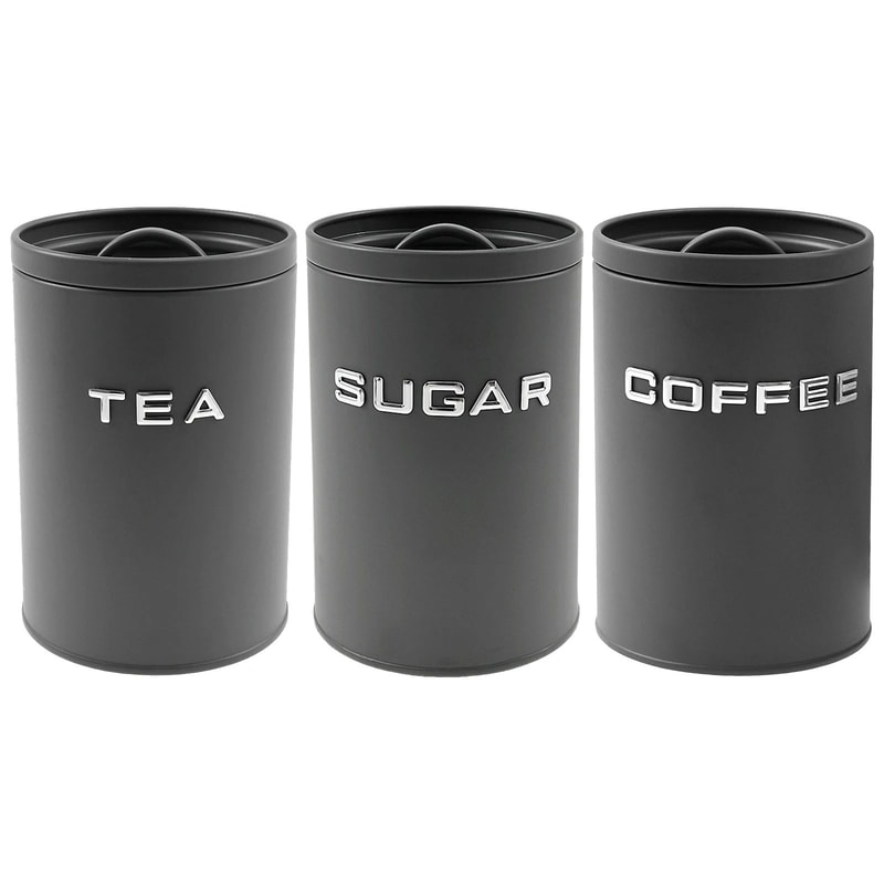3 Pcs Airtight Coffee Tea Sugar Canisters Vintage Galvanized Iron Kitchen Storage Jars With Lids 8