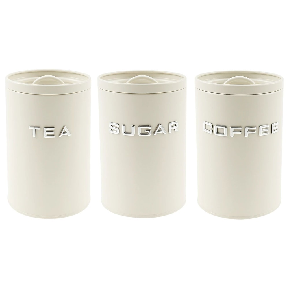 3 Pcs Airtight Coffee Tea Sugar Canisters Vintage Galvanized Iron Kitchen Storage Jars With Lids 9