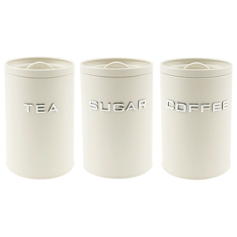3 Pcs Airtight Coffee Tea Sugar Canisters Vintage Galvanized Iron Kitchen Storage Jars With Lids 9