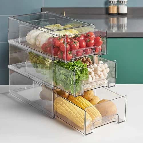 Drawer-Type Refrigerator Storage Box – Transparent PET Fresh-Keeping Food Organizer