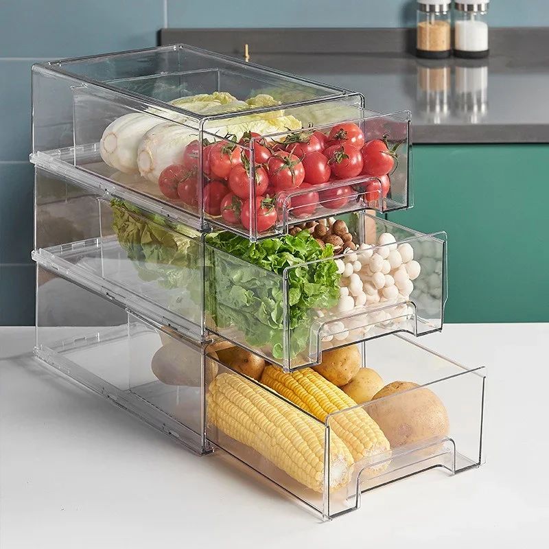 DrawerType Refrigerator Storage Box Transparent PET FreshKeeping Food Organizer 0