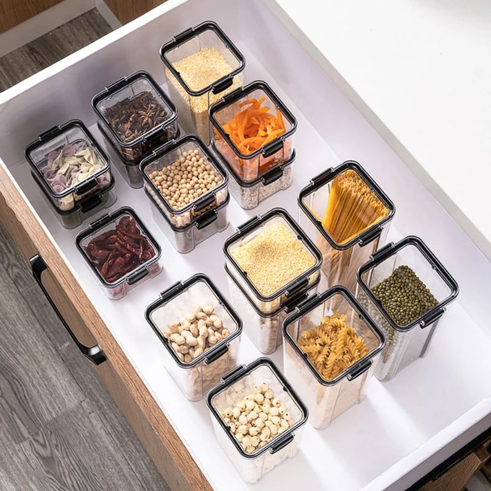 5 Pcs Airtight Food Storage Jar Set Transparent Stackable Kitchen Organizer Containers 2