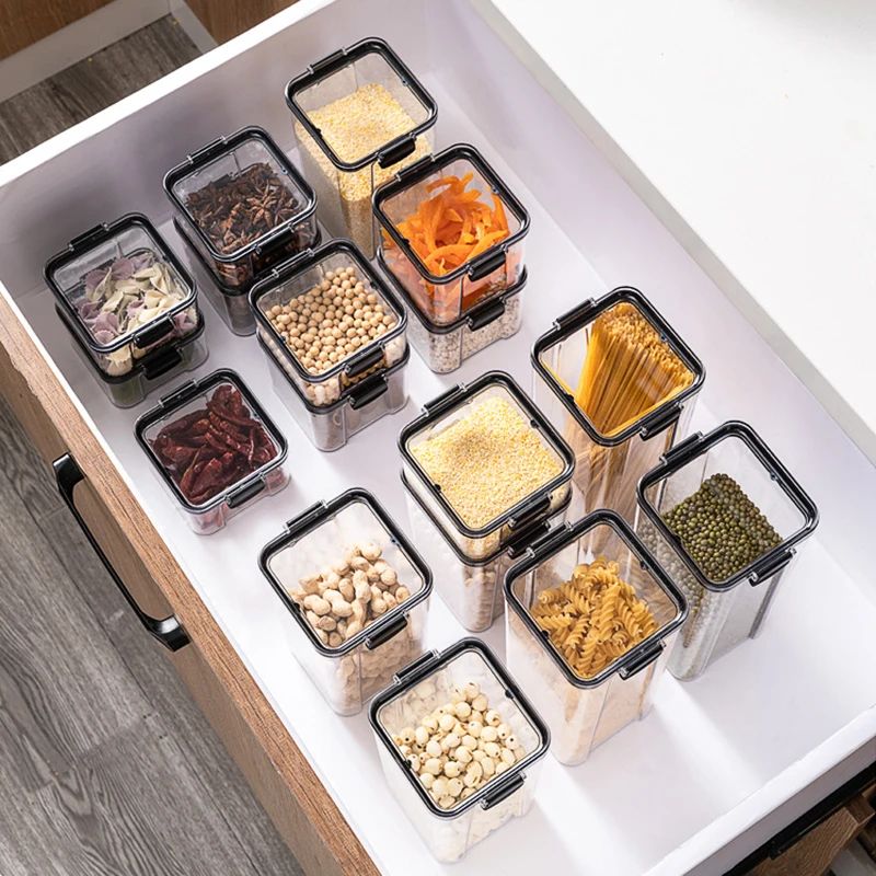 5 Pcs Airtight Food Storage Jar Set Transparent Stackable Kitchen Organizer Containers 2