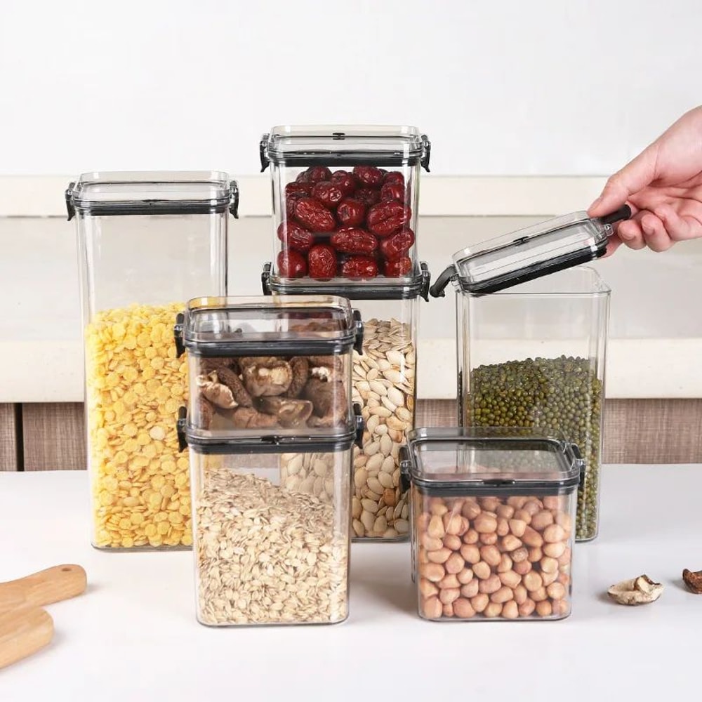 5 Pcs Airtight Food Storage Jar Set Transparent Stackable Kitchen Organizer Containers 3