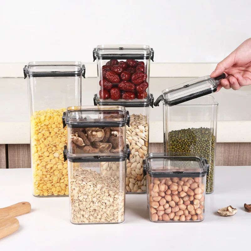 5 Pcs Airtight Food Storage Jar Set Transparent Stackable Kitchen Organizer Containers 3