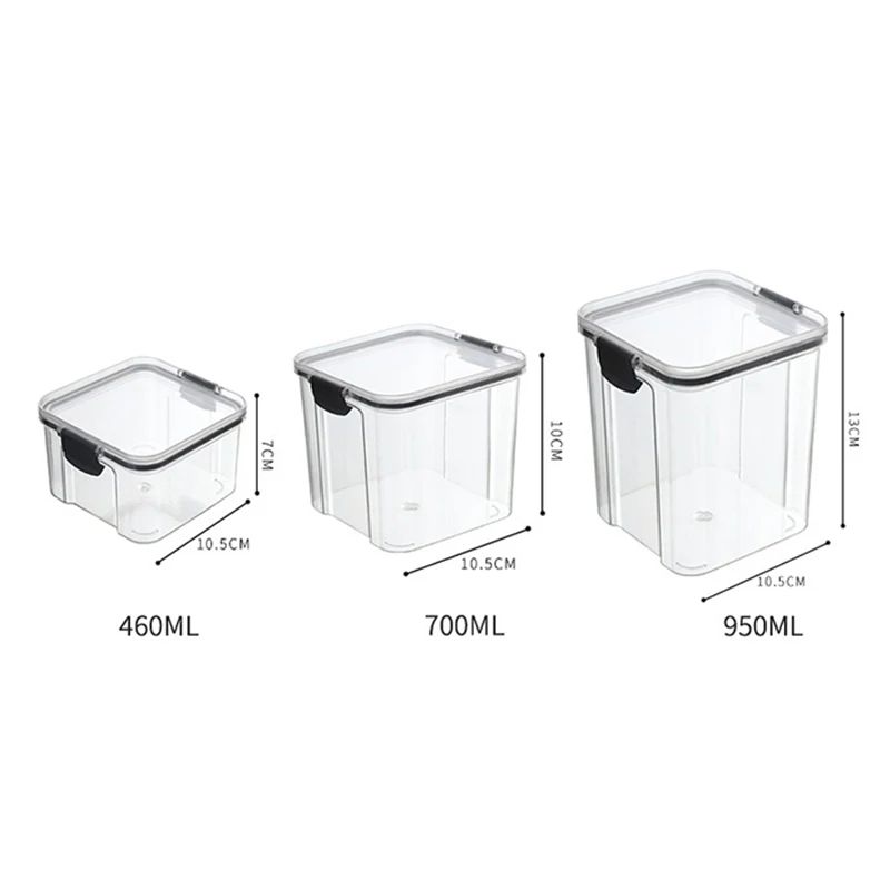 5 Pcs Airtight Food Storage Jar Set Transparent Stackable Kitchen Organizer Containers 19