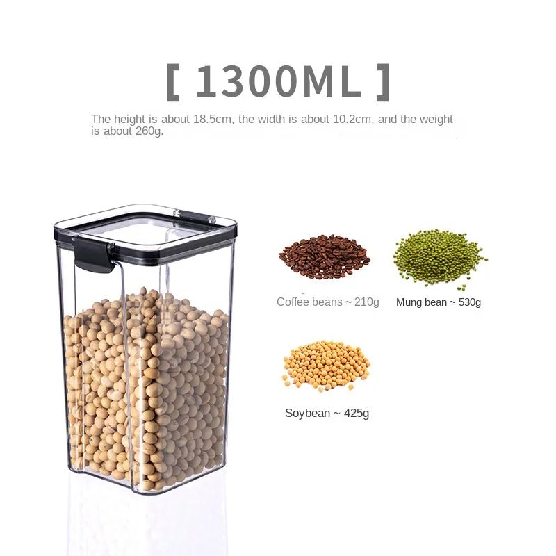 5 Pcs Airtight Food Storage Jar Set Transparent Stackable Kitchen Organizer Containers 11