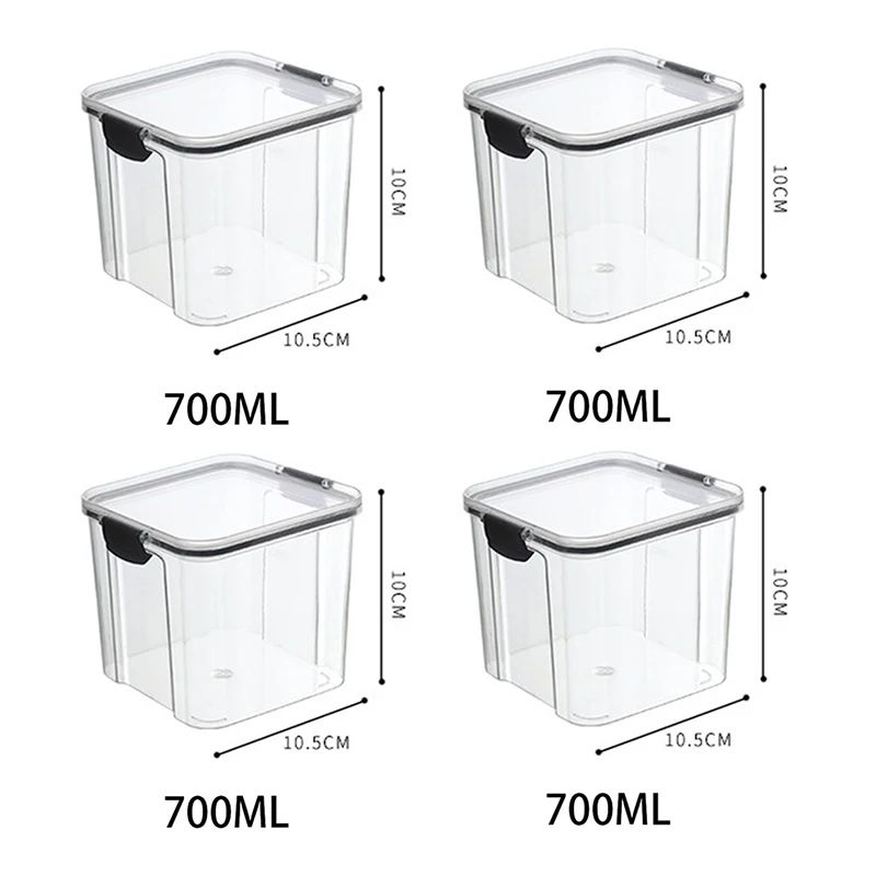 5 Pcs Airtight Food Storage Jar Set Transparent Stackable Kitchen Organizer Containers 10
