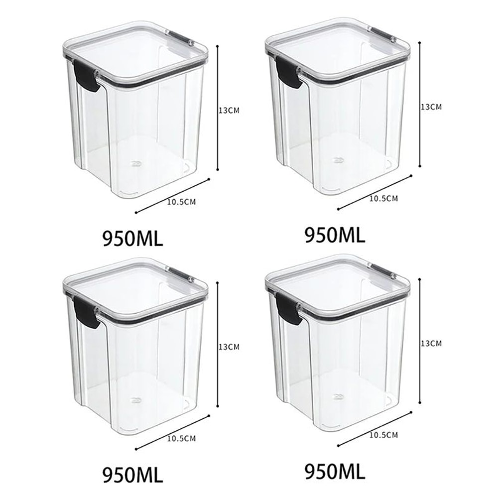 5 Pcs Airtight Food Storage Jar Set Transparent Stackable Kitchen Organizer Containers 18
