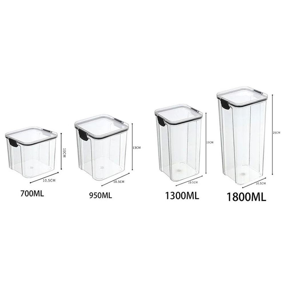 5 Pcs Airtight Food Storage Jar Set Transparent Stackable Kitchen Organizer Containers 20