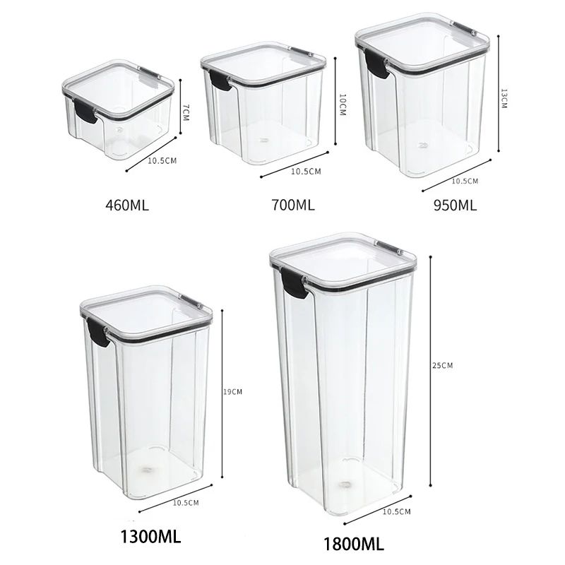 5 Pcs Airtight Food Storage Jar Set Transparent Stackable Kitchen Organizer Containers 15