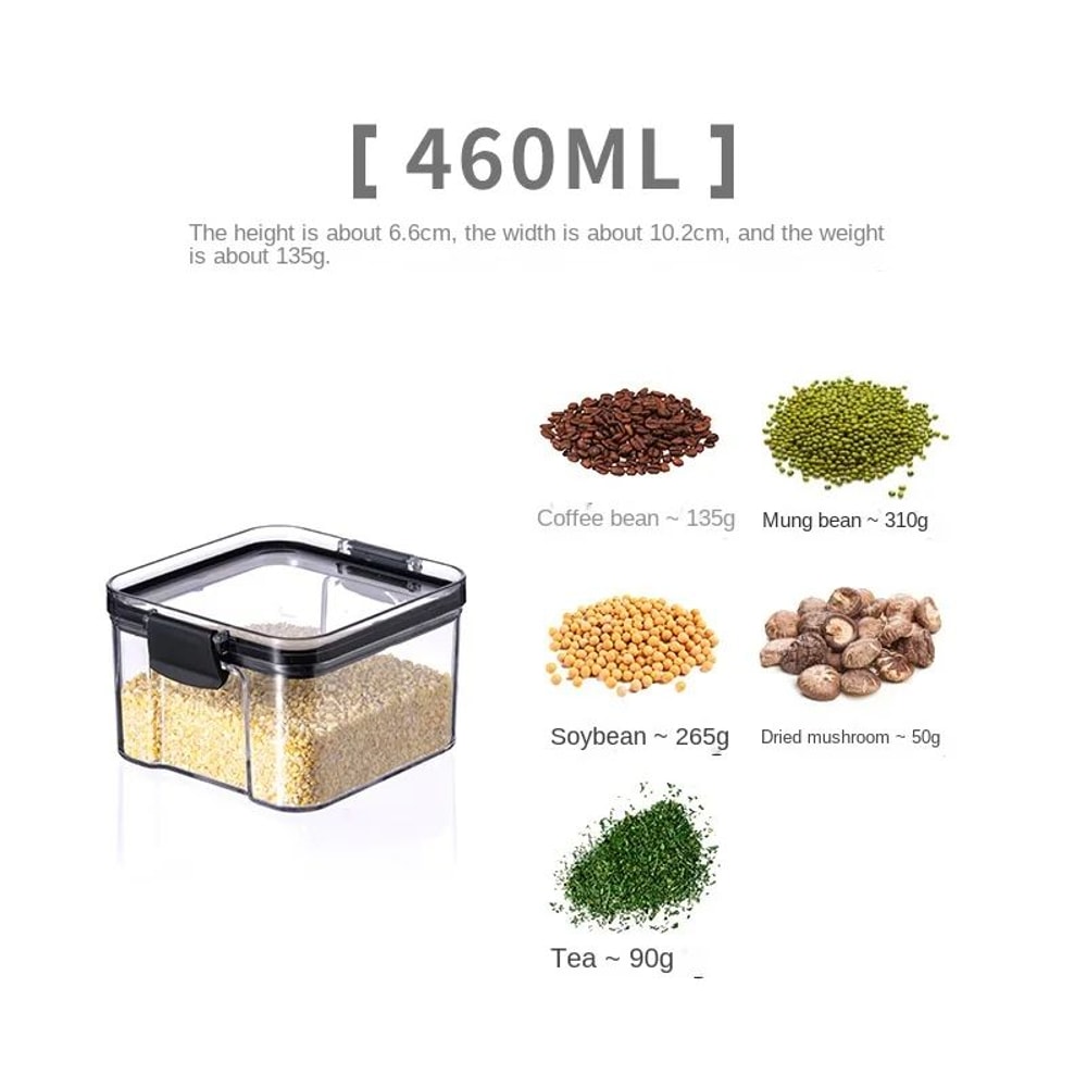 5 Pcs Airtight Food Storage Jar Set Transparent Stackable Kitchen Organizer Containers 5