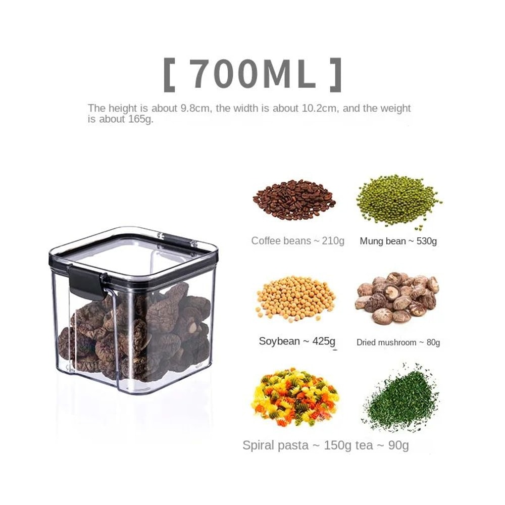5 Pcs Airtight Food Storage Jar Set Transparent Stackable Kitchen Organizer Containers 8
