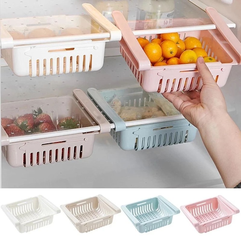 Stretchable Refrigerator Drawer Organizer PullOut Fridge Storage Shelf For Food Kitchen Essential 0