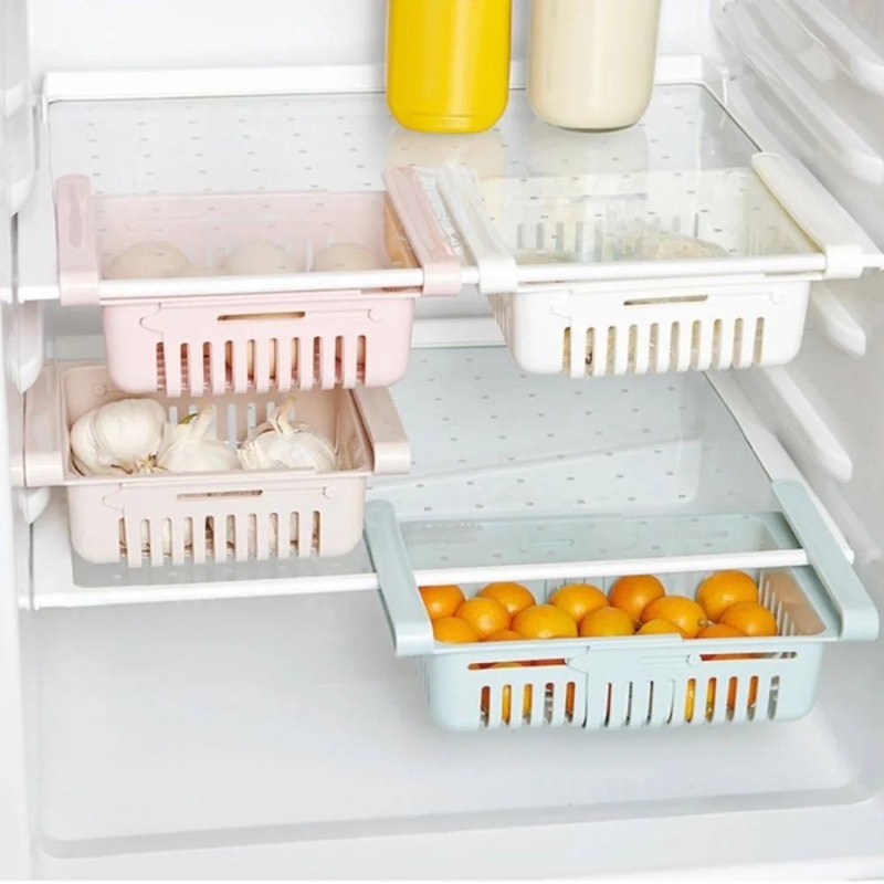 Stretchable Refrigerator Drawer Organizer PullOut Fridge Storage Shelf For Food Kitchen Essential 4