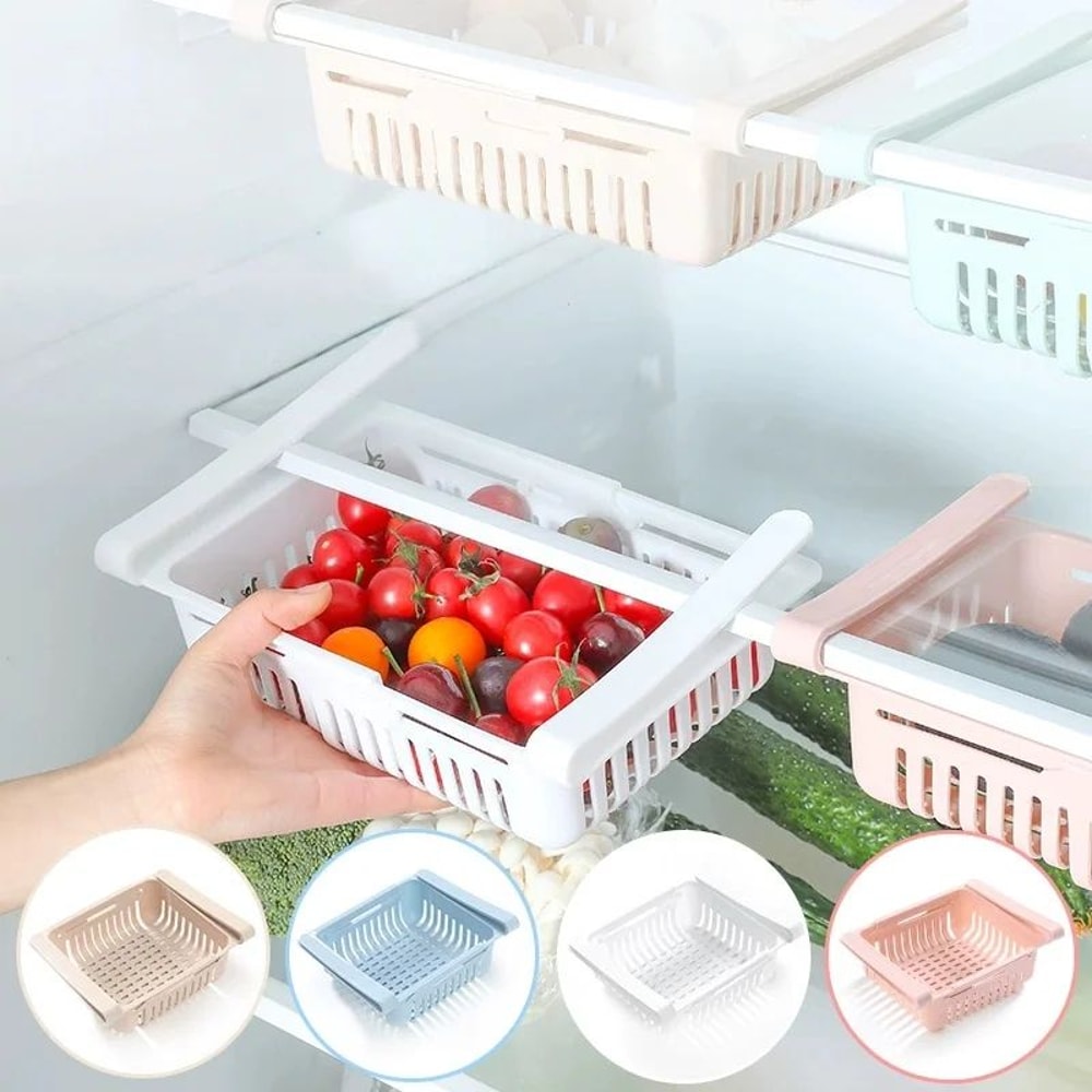 Stretchable Refrigerator Drawer Organizer PullOut Fridge Storage Shelf For Food Kitchen Essential 5