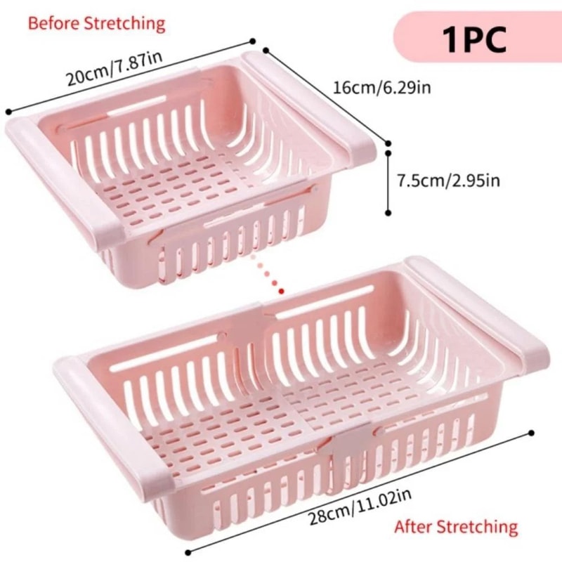 Stretchable Refrigerator Drawer Organizer PullOut Fridge Storage Shelf For Food Kitchen Essential 7
