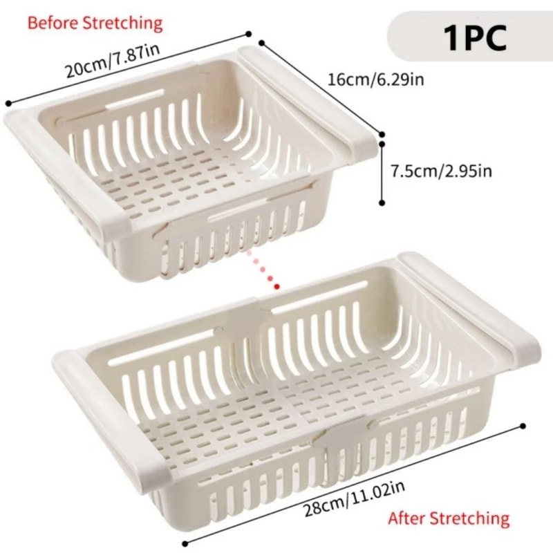 Stretchable Refrigerator Drawer Organizer PullOut Fridge Storage Shelf For Food Kitchen Essential 9