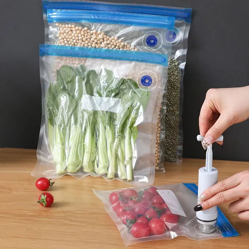 Reusable Vacuum Food Storage Bag Set With USB Electric Pump Airtight FreshKeeping Sealing Bags 5