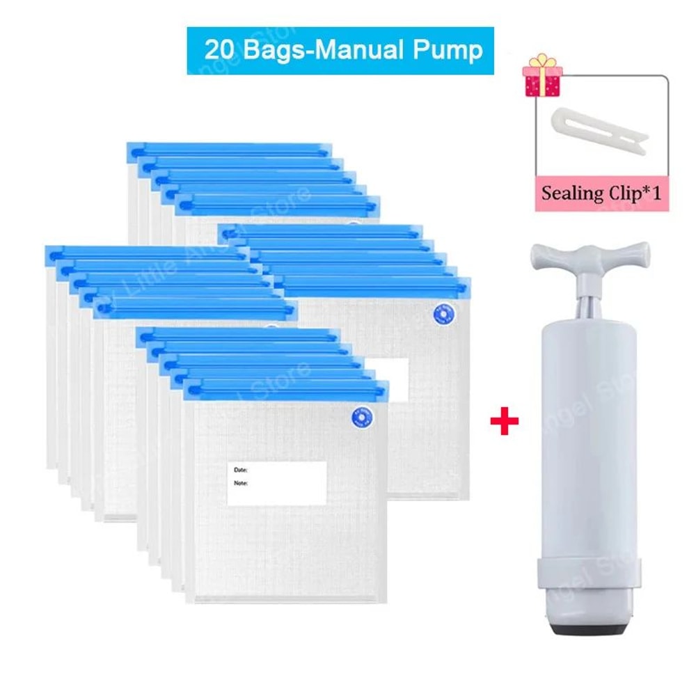 Reusable Vacuum Food Storage Bag Set With USB Electric Pump Airtight FreshKeeping Sealing Bags 11