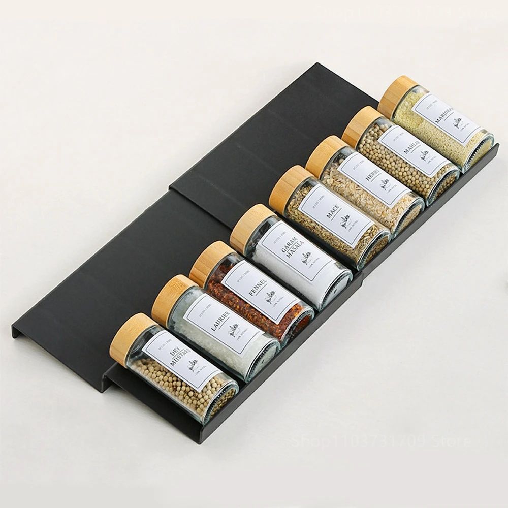 4Layer Adjustable Spice Drawer Organizer Expandable Kitchen Seasoning Rack Set 3