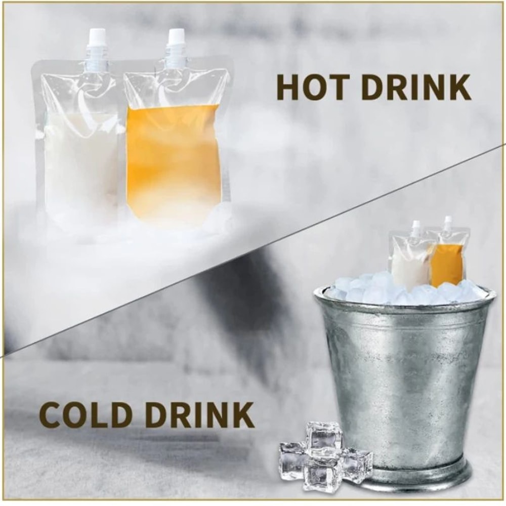 Portable Drink Spout Pouches Set LeakProof Reusable Beverage Storage Bags 3