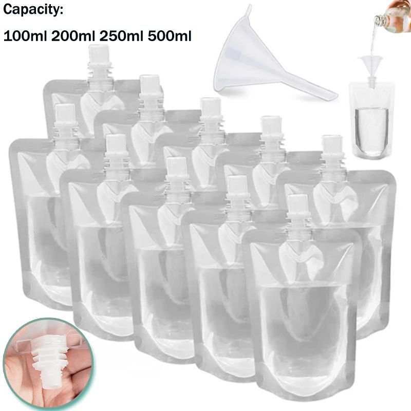 Portable Drink Spout Pouches Set LeakProof Reusable Beverage Storage Bags 4
