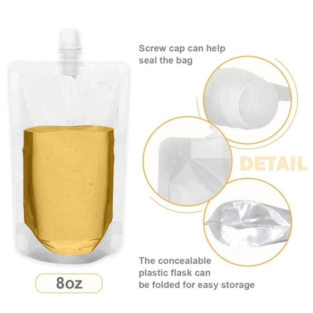 Portable Drink Spout Pouches Set LeakProof Reusable Beverage Storage Bags 5