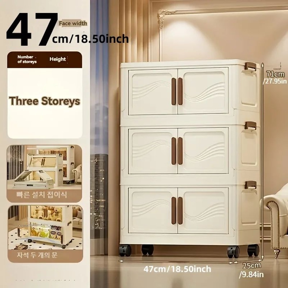 Foldable Storage Box With Clear Door Large Capacity Organizer Bin For Clothes Books Toys 9