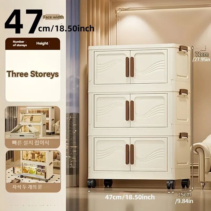 Foldable Storage Box With Clear Door Large Capacity Organizer Bin For Clothes Books Toys 9