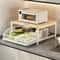Modern Kitchen Microwave Storage Rack Solid Wood Metal Countertop Organizer Shelf 0